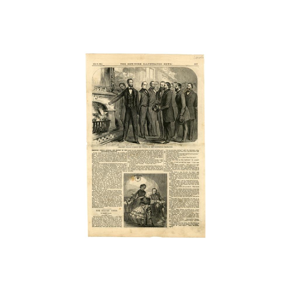 Image: President Lincoln Burning the Protest of the Californian Delegation