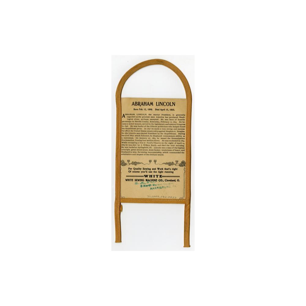 Image: Lincoln on White Sewing Machine Advertisement