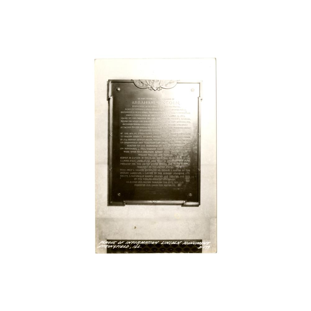 Image: Plaque of Information, Lincoln Monument