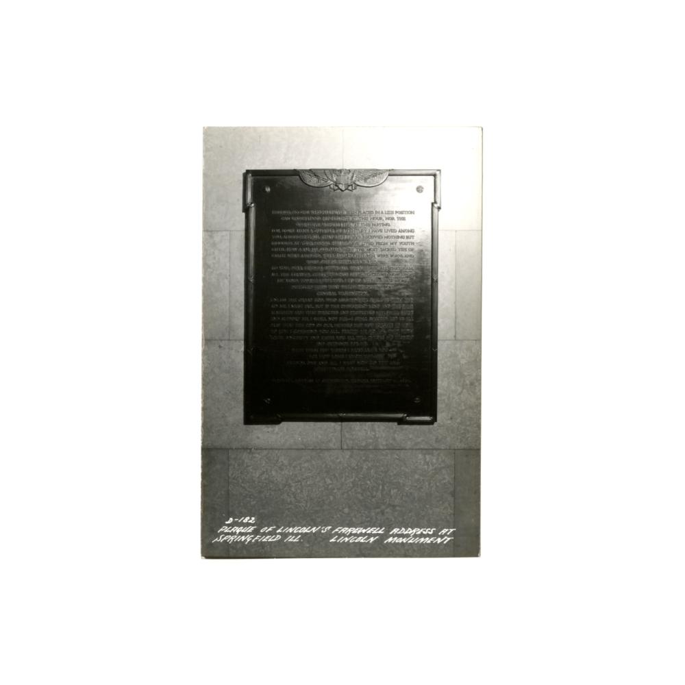 Image: Plaque of Lincoln's Farewell Address at Springfield, Lincoln Monument