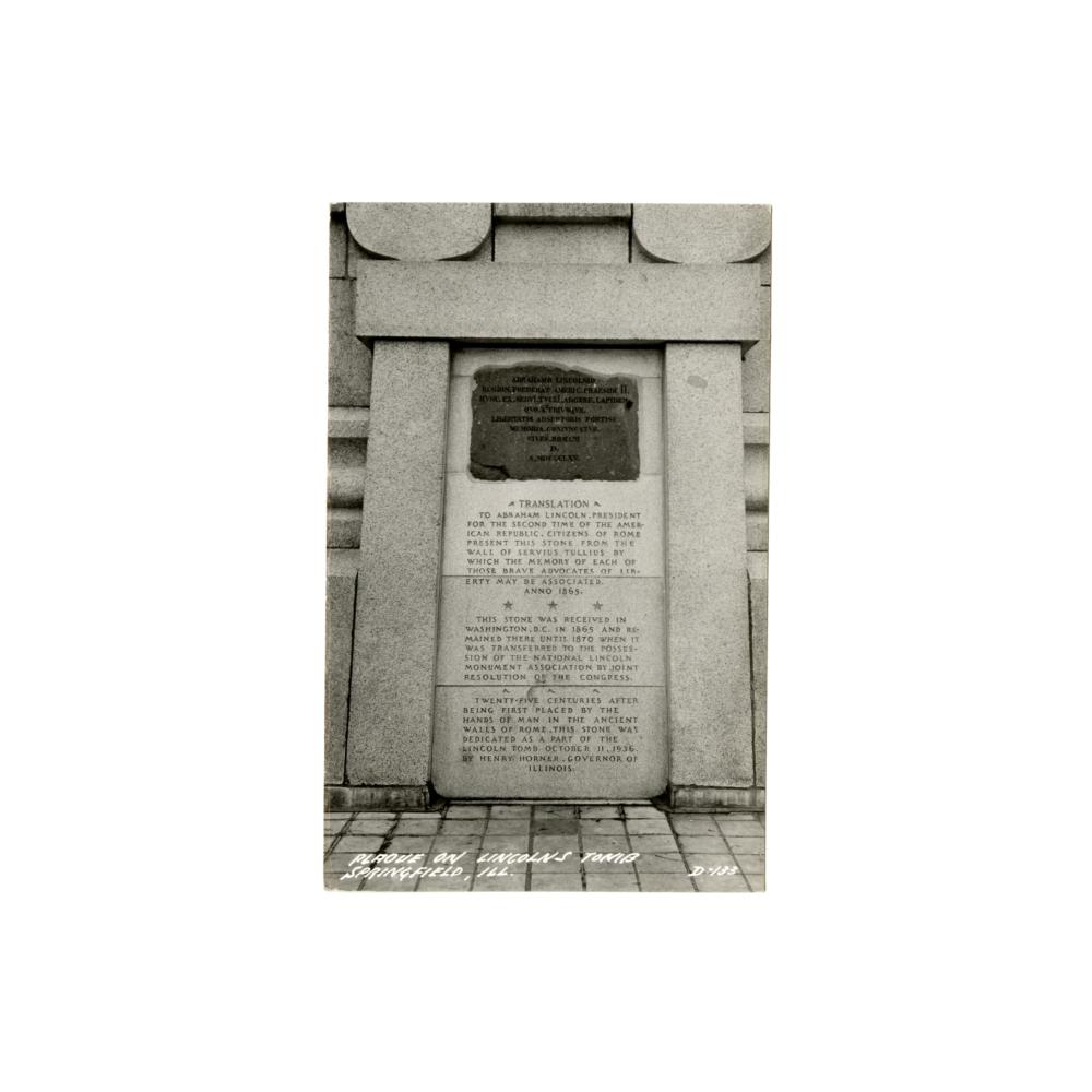 Image: Plaque on Lincoln's Tomb
