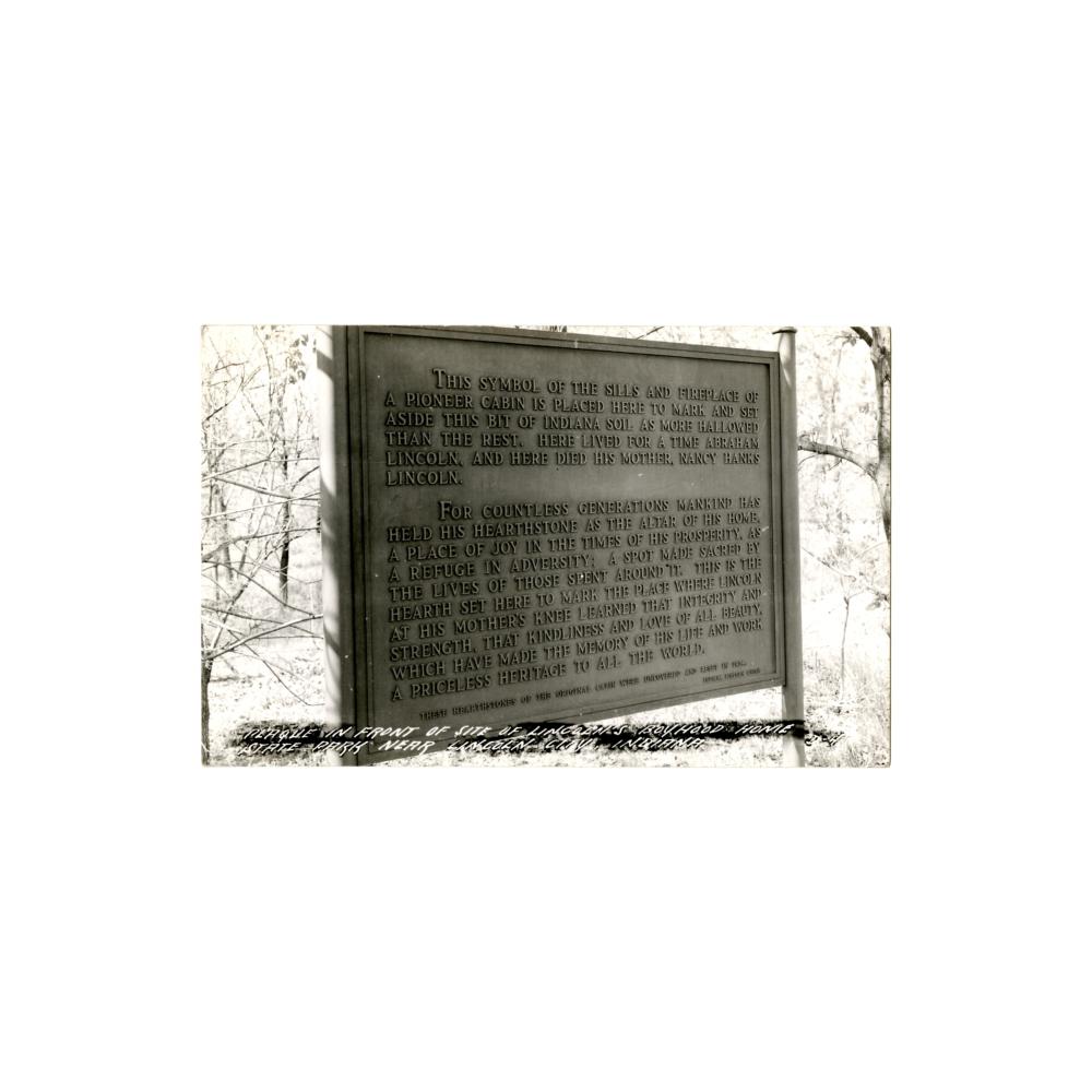 Image: Plaque in Front of Site of Lincoln's Boyhood Home