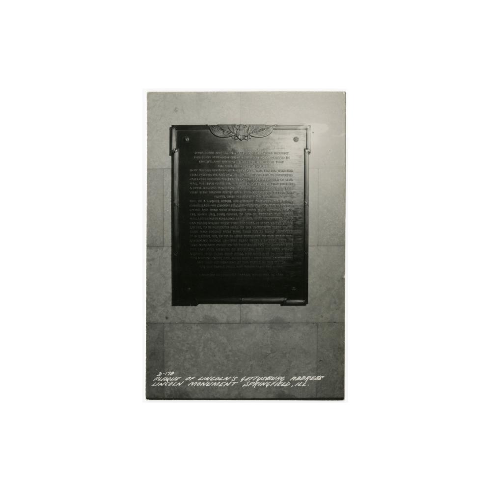 Image: Plaque of Lincoln's Gettysburg Address, Lincoln Monument, Springfield, Ill.