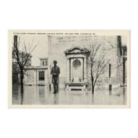 Image: Flood Scene Showing Abraham Lincoln Statue, 4th and York, Louisville, Ky.
