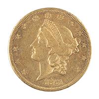 Image: 1861 Liberty Head Double Eagle 20-Dollar Coin