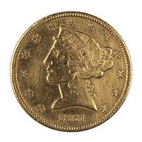 Image: 1861 Liberty Head Five-Dollar Coin