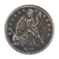 Image: 1861 Seated Liberty One Dollar Coin