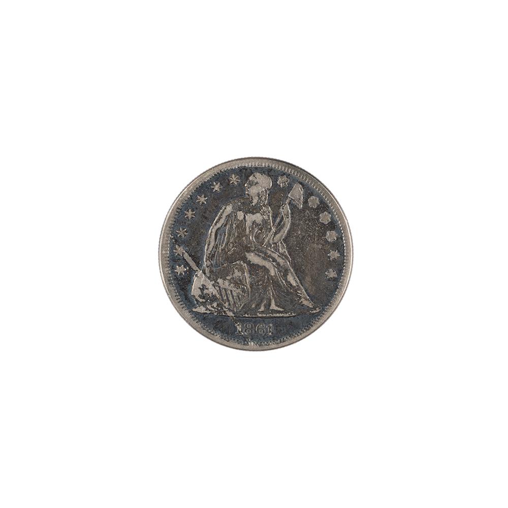 Image: 1861 Seated Liberty One Dollar Coin