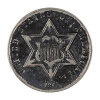 Image: 1861 Star Three-Cent Coin