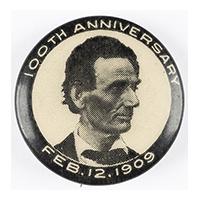 Image: 22 mm Lincoln 100th Anniversary celluloid pinback button