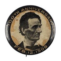 Image: 22 mm Lincoln 100th Anniversary celluloid pinback button