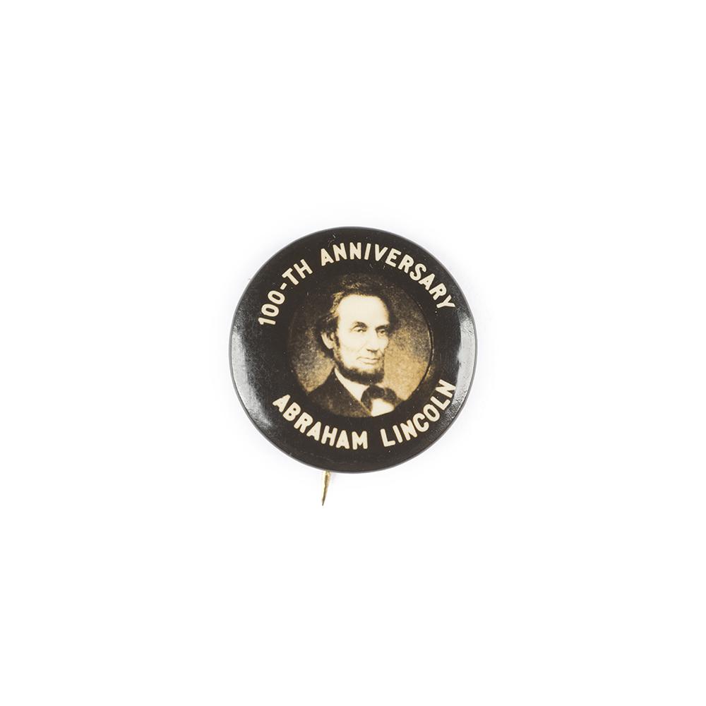 Image: 22 mm Lincoln 100-th Anniversary celluloid pinback button