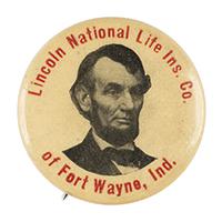 Image: 23 mm Lincoln National Life Insurance Co. celluloid pinback button